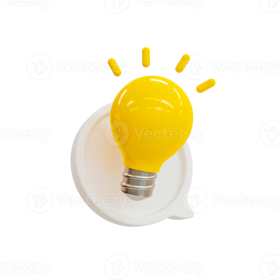 3d minimal Spark creative ideas. Innovative and creative icon. Spark creative ideas. create better ideas. lightbulb and message icon with copy space. 3d illustration. png