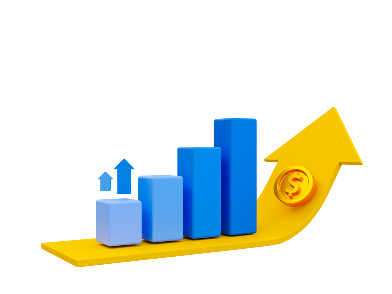 3d mínimo datos análisis. altísimo finanzas. fortalecimiento divisa. un bar grafico con un flecha creciente. 3d ilustración. png