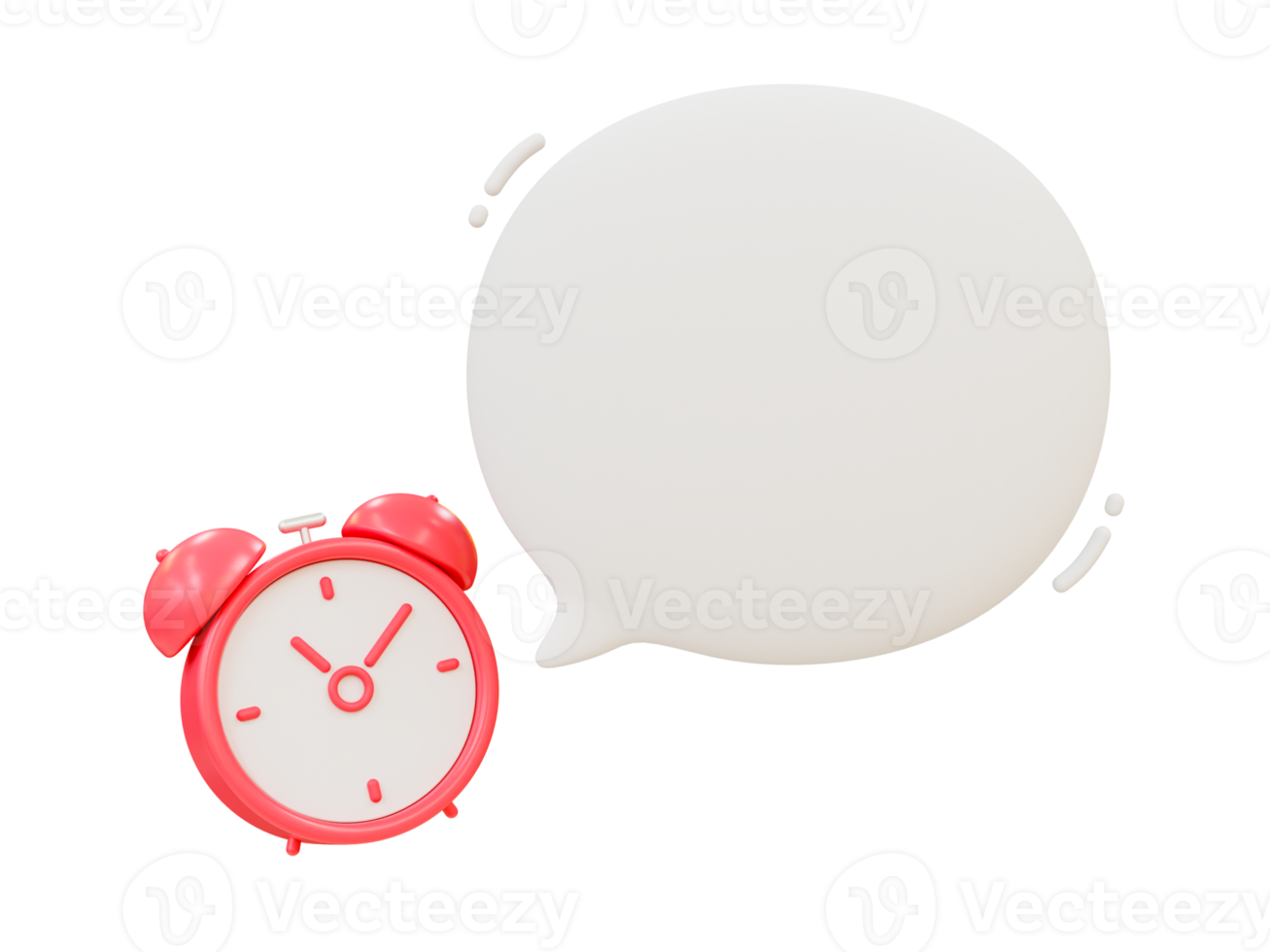 3d minimal leer Botschaft Blase. Benachrichtigung Kasten. Alarm Uhr mit ein leeren Erinnerung Rede Blase Vorlage. 3d Illustration. png