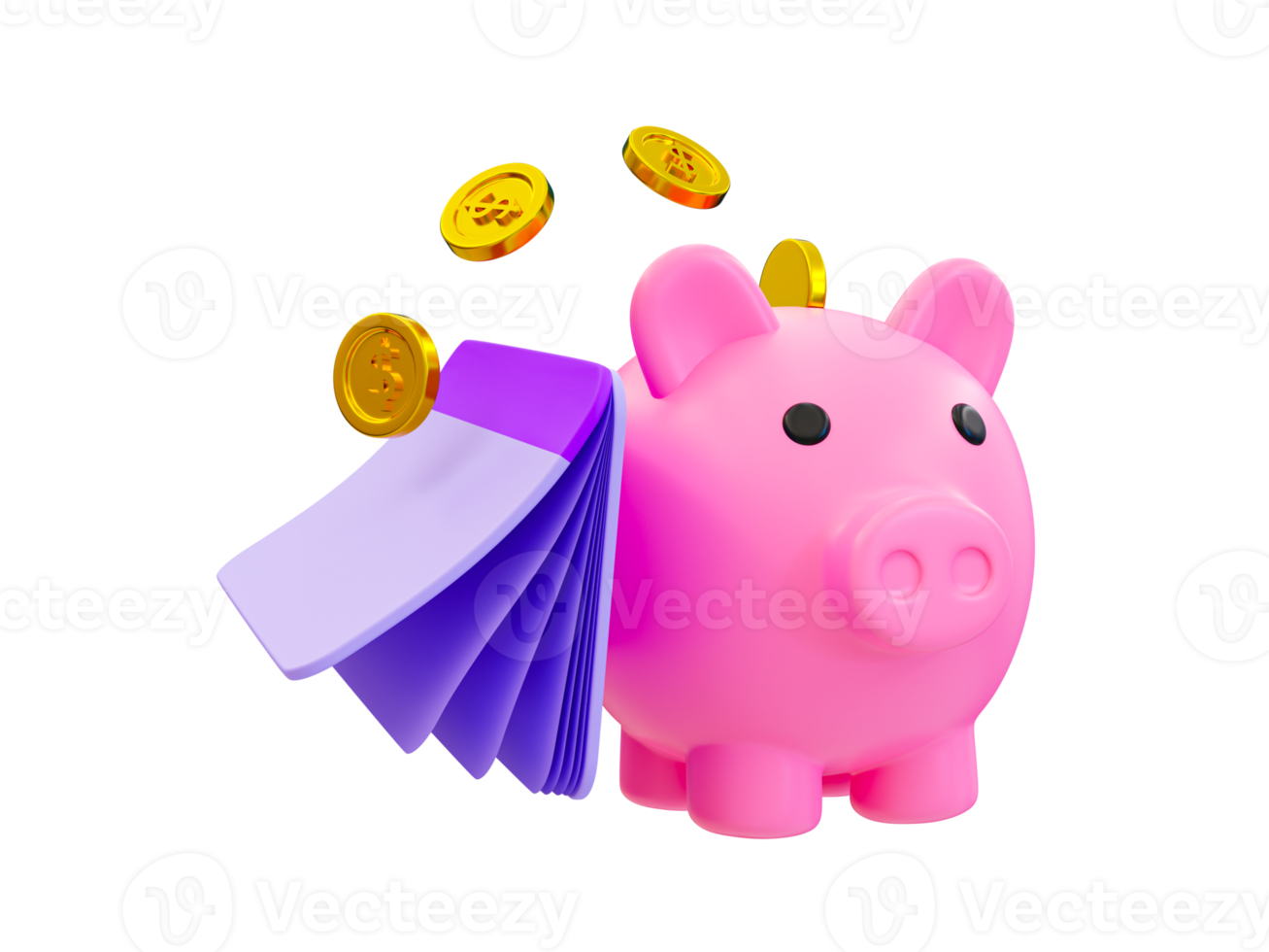3d minimal money-saving concept. Depositing money. collecting money for retirement. investment for the future. money management concept. A piggy bank with a passbook. 3d illustration. png