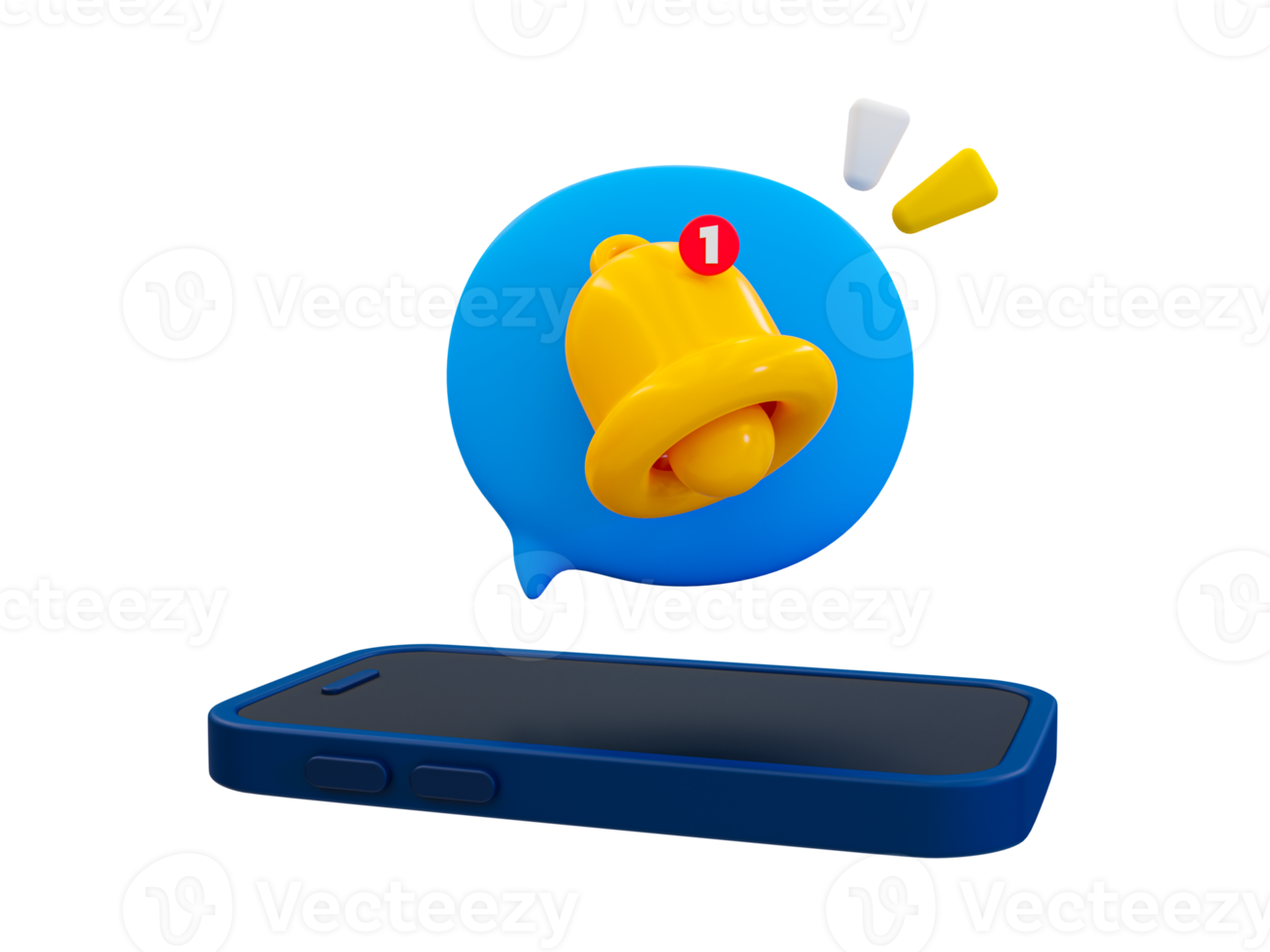 3d mínimo recordatorio concepto. recibir un nuevo notificación para suscriptores. nuevo actividad alerta. aplicación notificación alerta. teléfono inteligente con un notificación campana icono. 3d ilustración. png