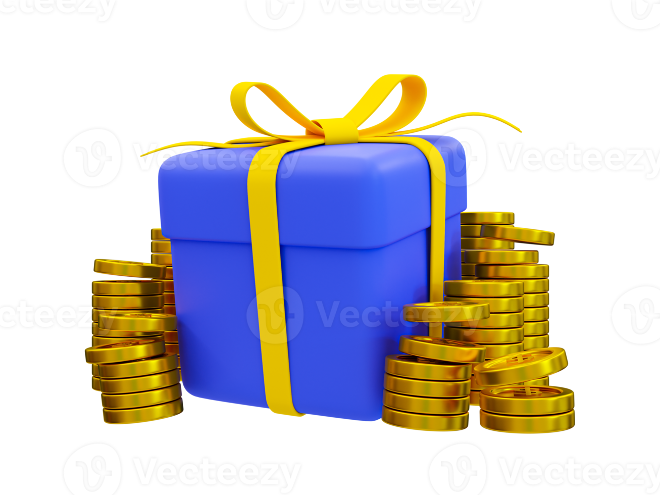 3d minimal gift box award. Event Rewards. Bonus gift box. Gift box with a pile of money. 3d illustration. png