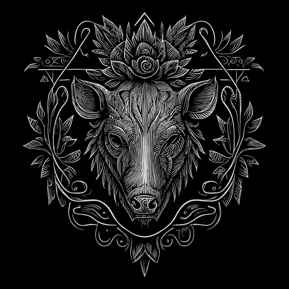 angry boar head is a fierce and intimidating illustration featuring the head of a wild boar, with sharp tusks, furrowed brow, and a menacing snarl vector