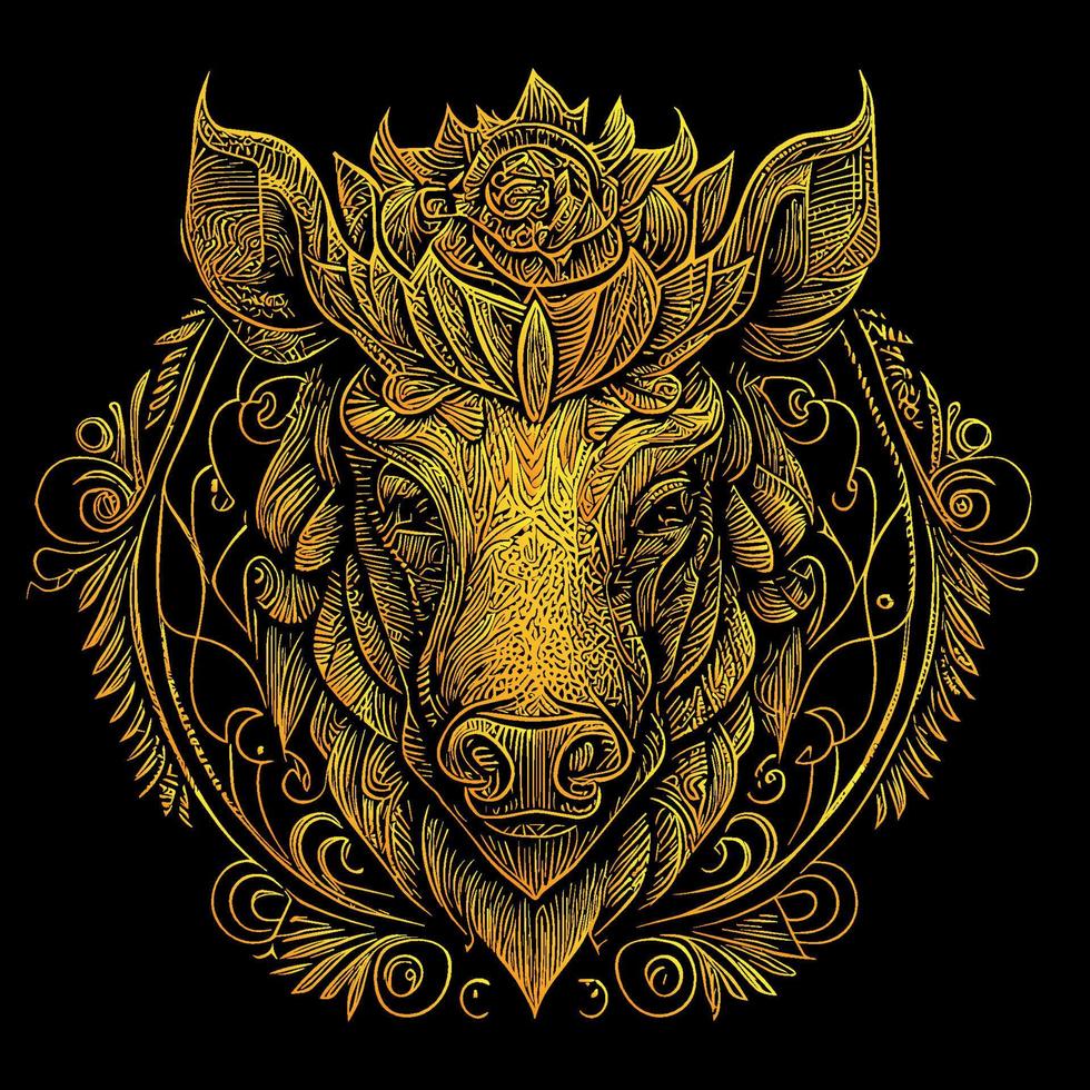 angry boar head is a fierce and intimidating illustration featuring the head of a wild boar, with sharp tusks, furrowed brow, and a menacing snarl vector