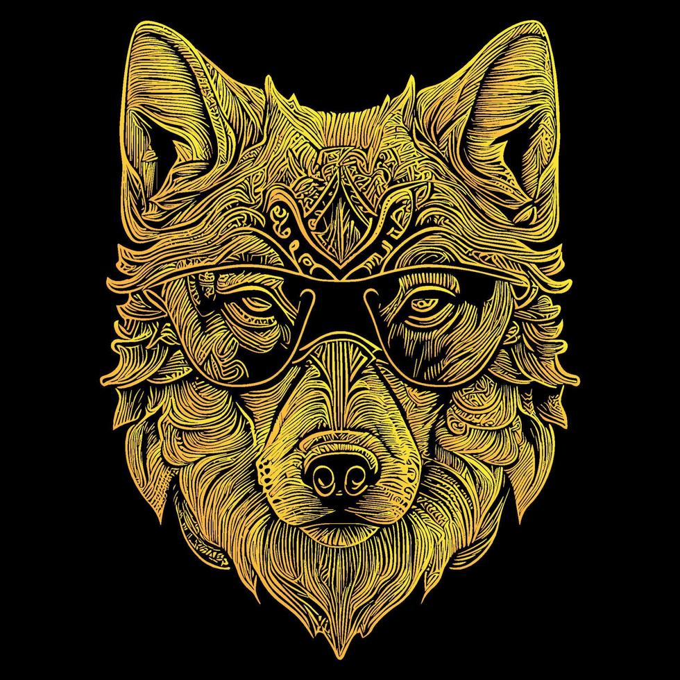 A wolf wearing sunglasses gives off a cool and confident vibe. Its piercing gaze is enhanced by the shades, making it even more captivating to watch vector