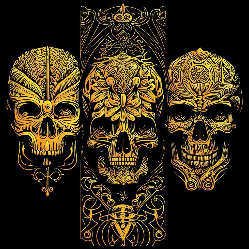 skull head illustration portrays a strikingly detailed and intricate image of a human skull, often used as a symbol of death and mortality in various cultures vector