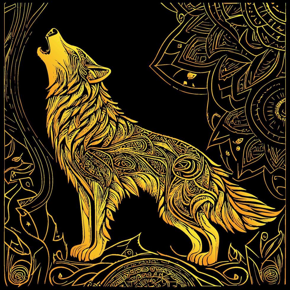 howling wolf illustration typically depicts a wolf with its head tilted up towards the moon, emitting a haunting and powerful howl. It symbolizes strength, loyalty, and wildness vector
