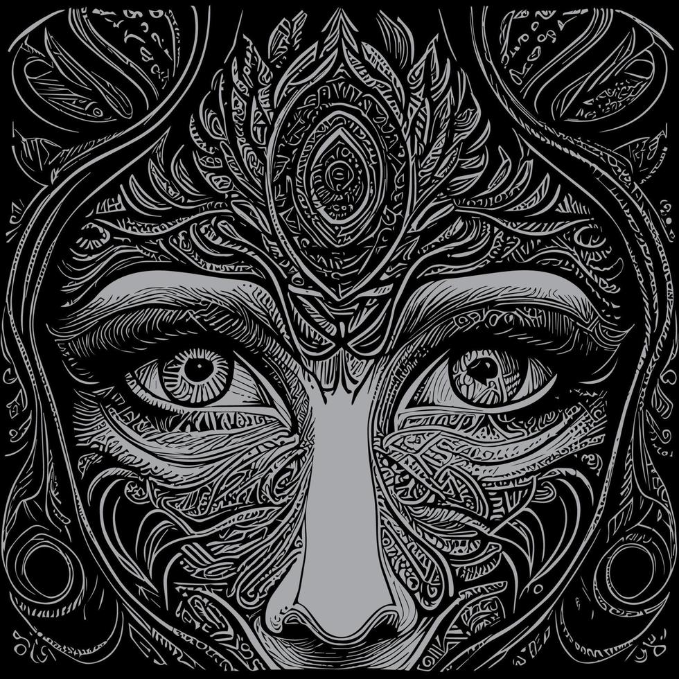 Angel eye illustrations typically portray a pair of serene, glowing eyes set within a delicate halo. They're commonly used in spiritual and religious imagery vector