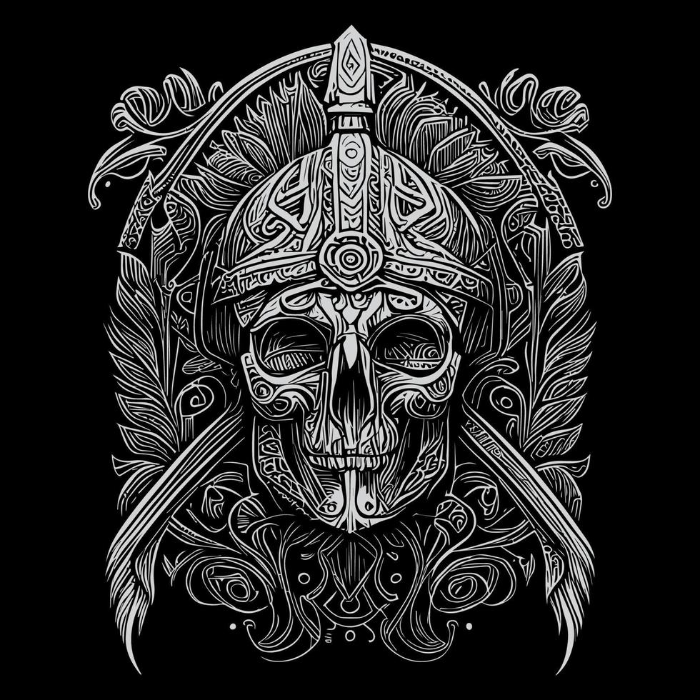 skull warrior is a fierce and intimidating figure that combines elements of human and skull anatomy. It represents death, power, and strength vector