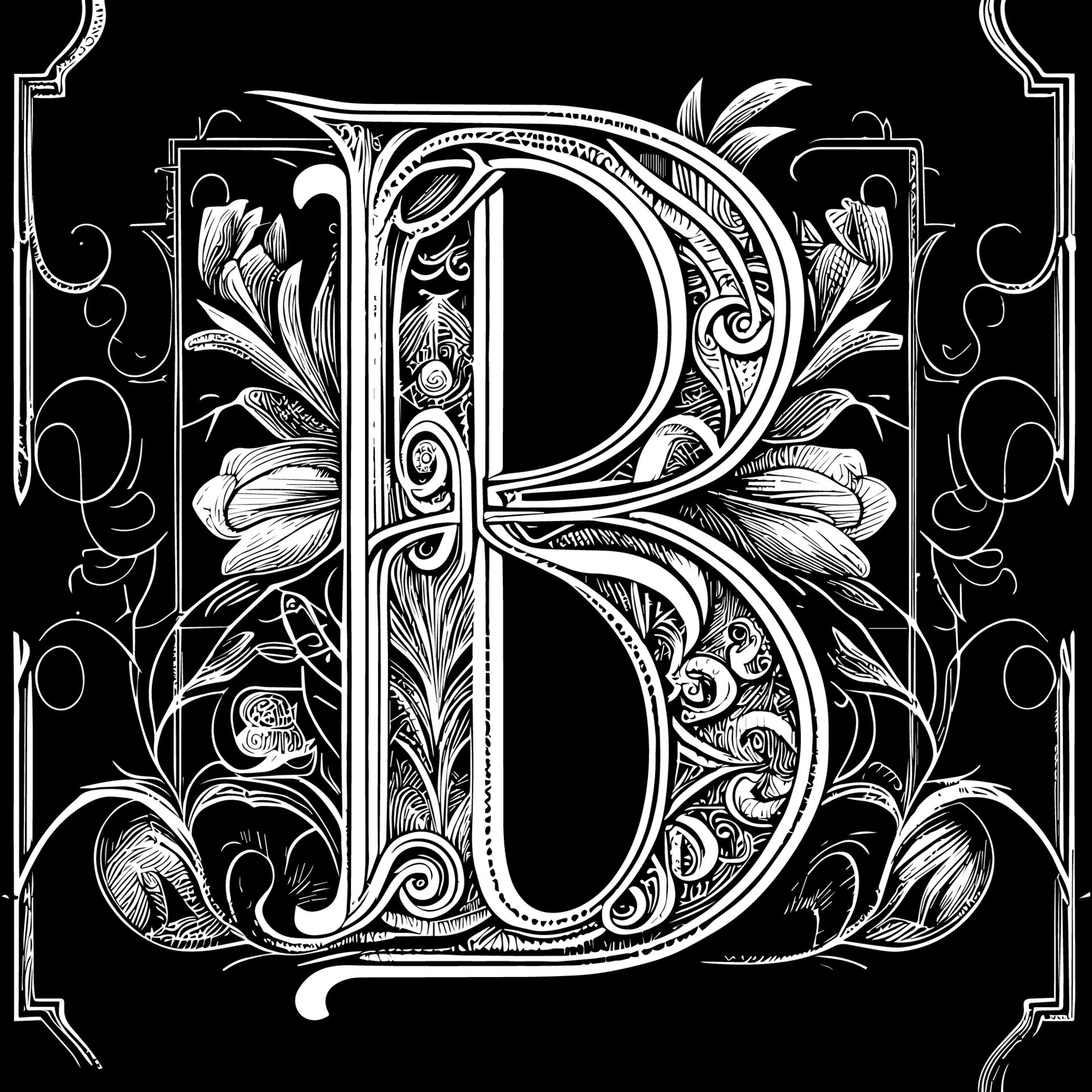 Letter b floral ornament logo is a beautiful and intricate design that