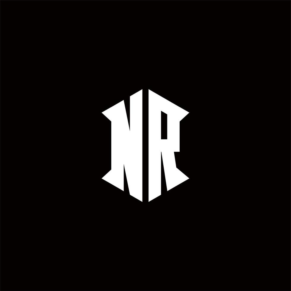 NR Logo monogram with shield shape designs template vector