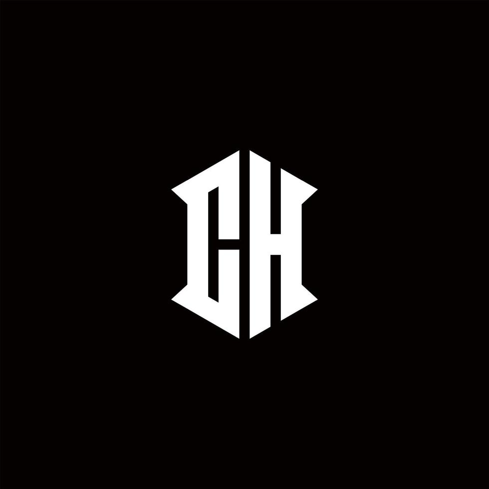 CH Logo monogram with shield shape designs template vector