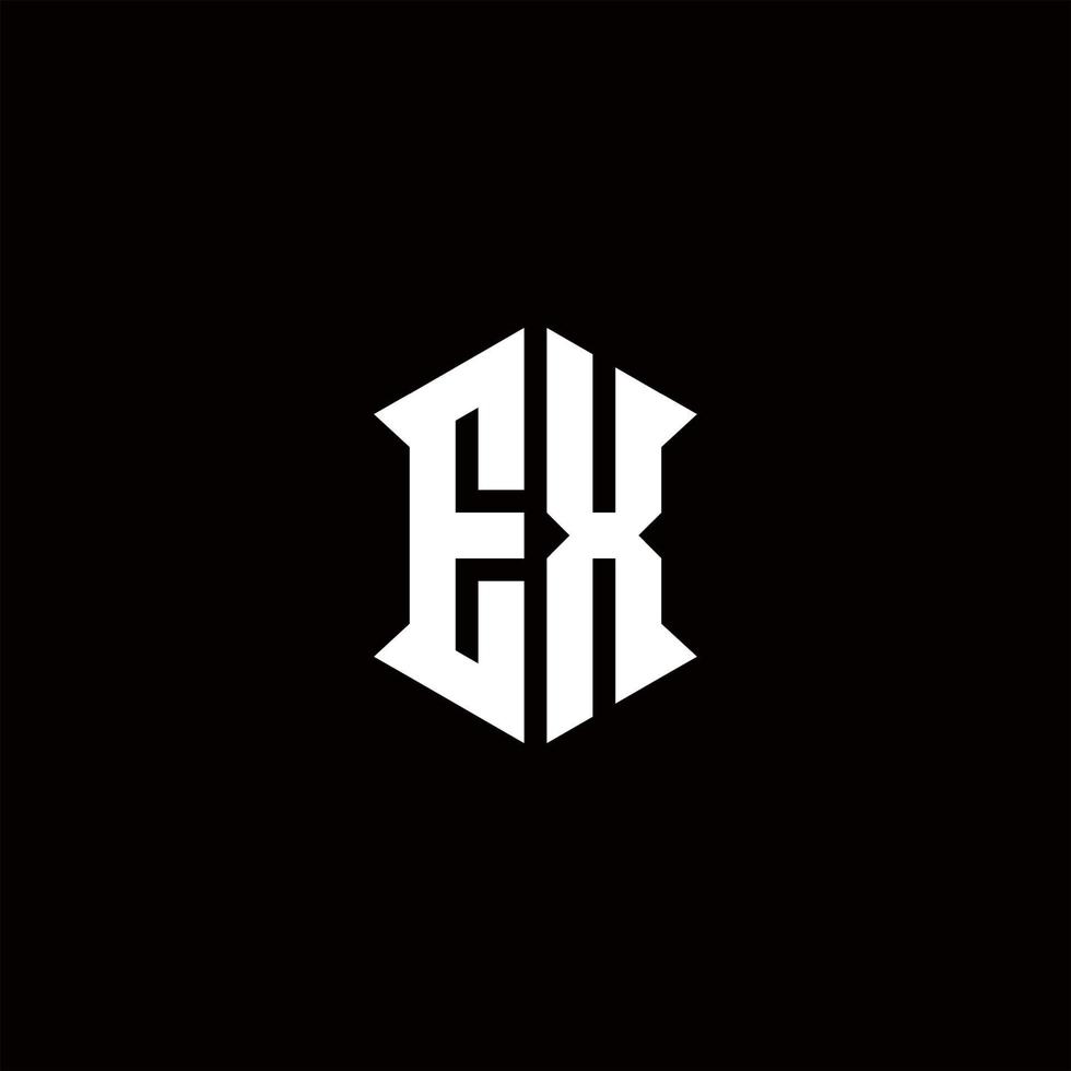 EX Logo monogram with shield shape designs template vector