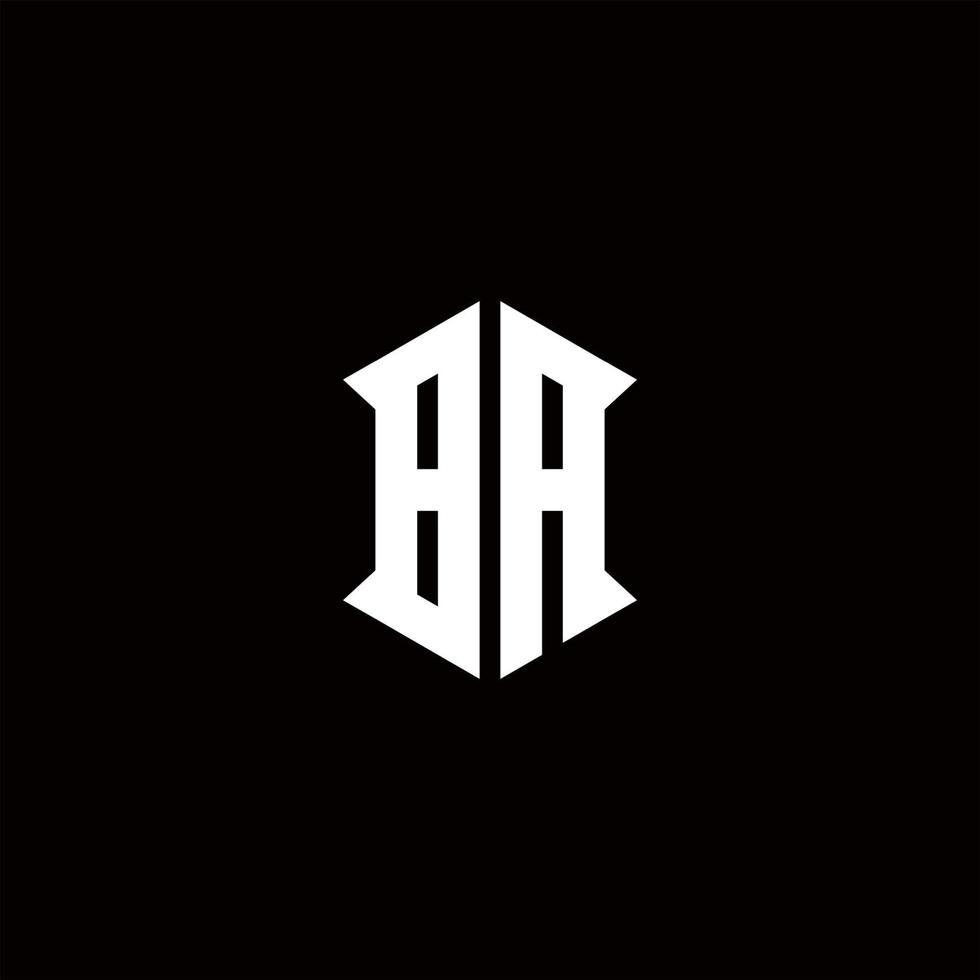 BA Logo monogram with shield shape designs template vector