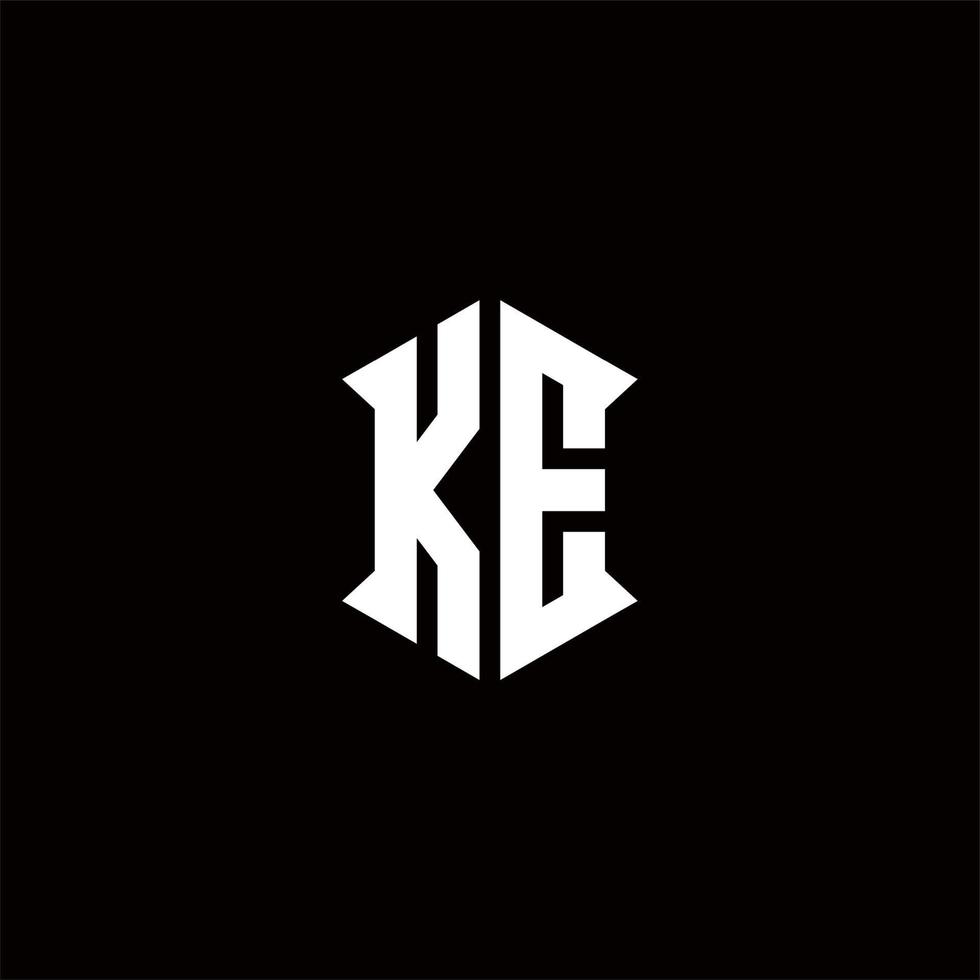 KE Logo monogram with shield shape designs template vector