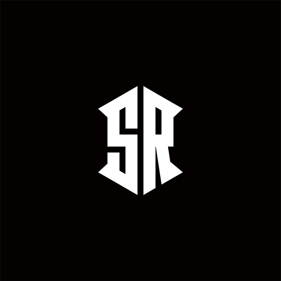 SR Logo monogram with shield shape designs template vector