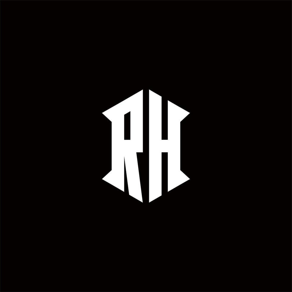 RH Logo monogram with shield shape designs template vector