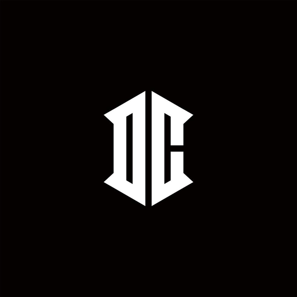 DC Logo monogram with shield shape designs template vector