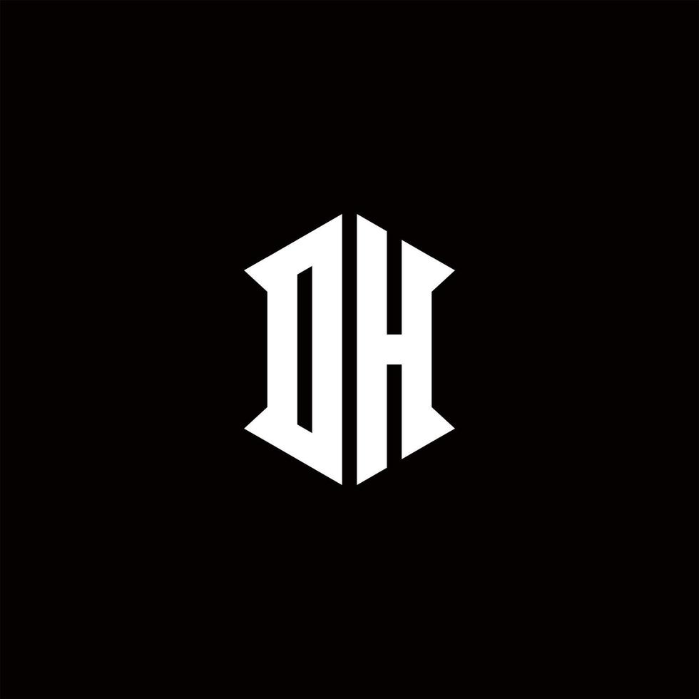 DH Logo monogram with shield shape designs template vector