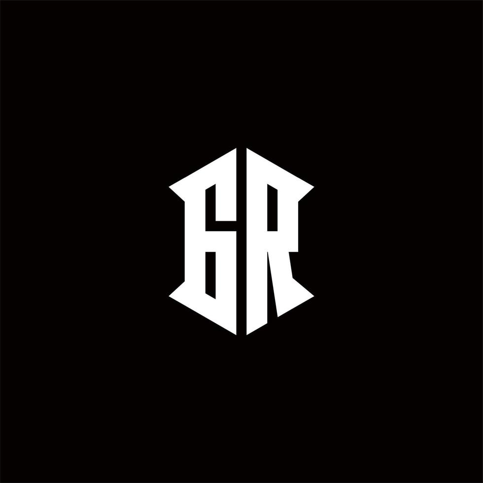 GR Logo monogram with shield shape designs template vector