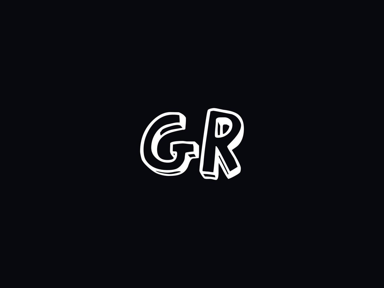 Black White Gr Logo, Initial GR Letter Logo Icon Vector