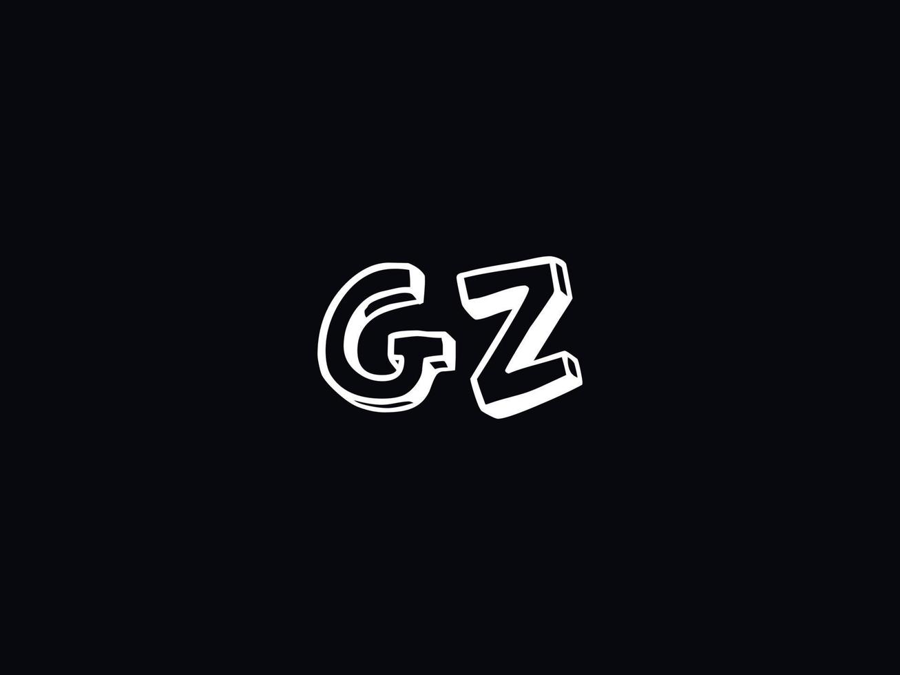 Black White Gz Logo, Initial GZ Letter Logo Icon Vector