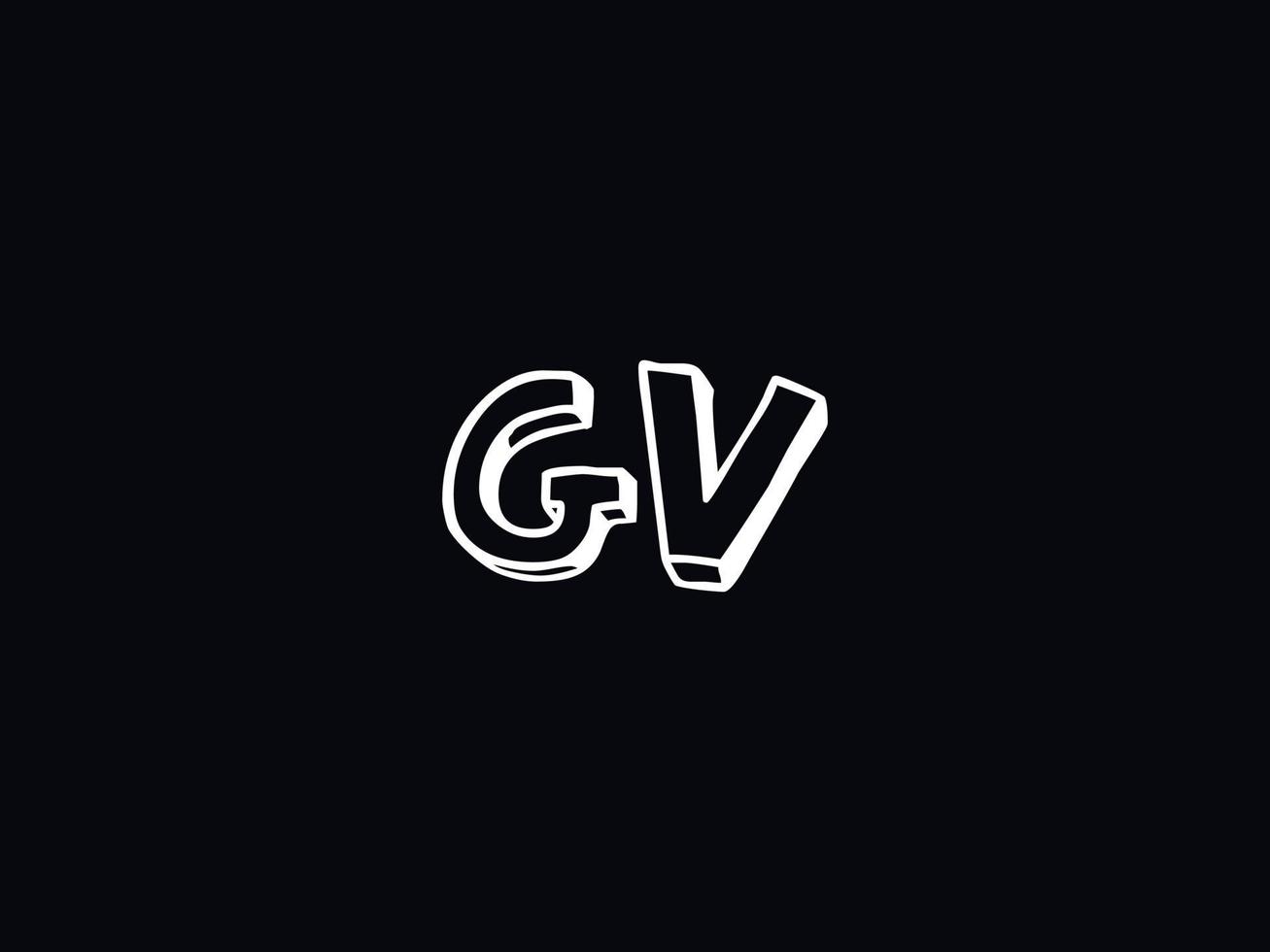 Black White Gv Logo, Initial GV Letter Logo Icon Vector
