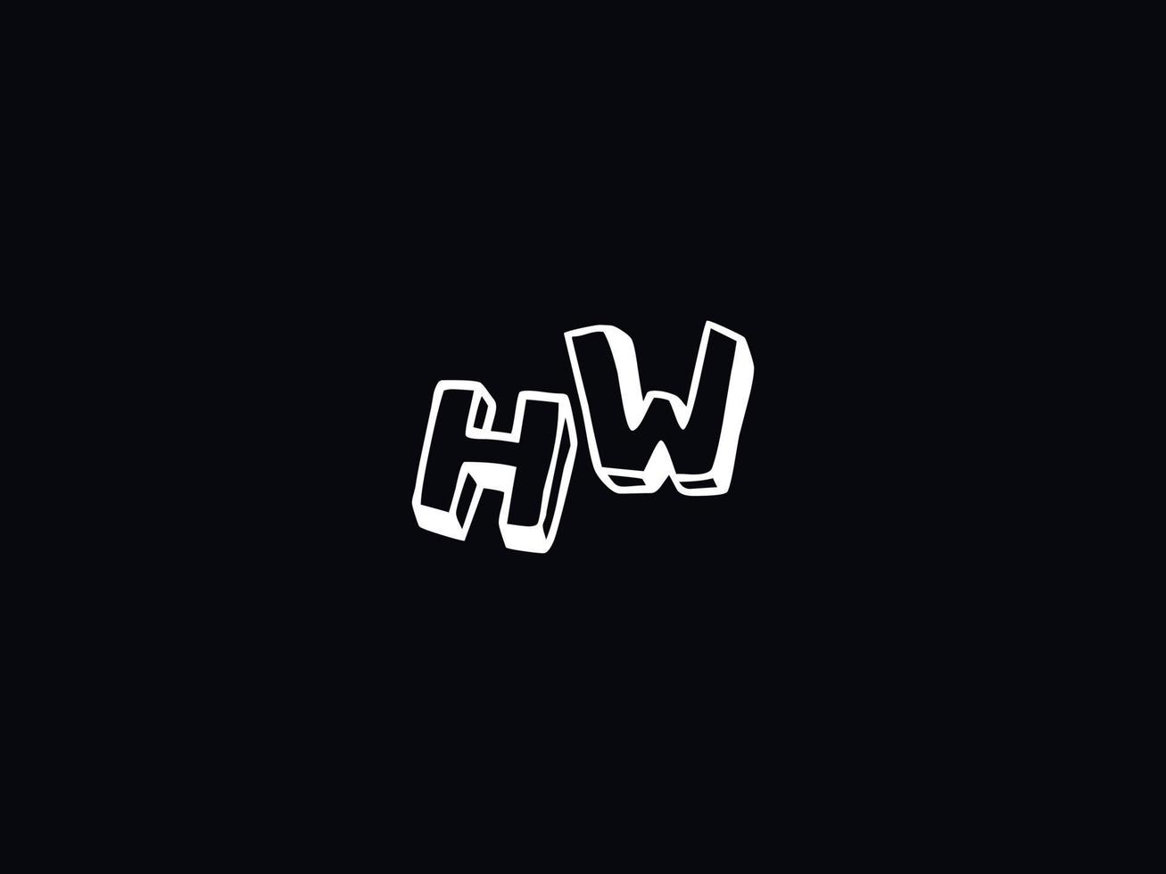 tipografía hw logo, creativo hw cepillo letra logo vector