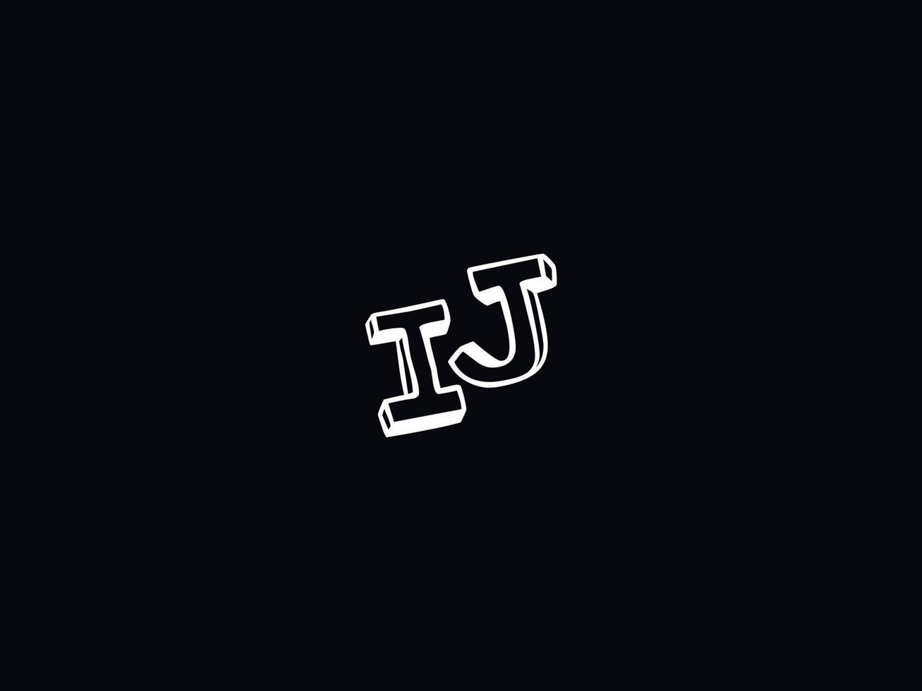 Initial Ij Letter Logo, Black White IJ Brush Logo Icon Vector Stock