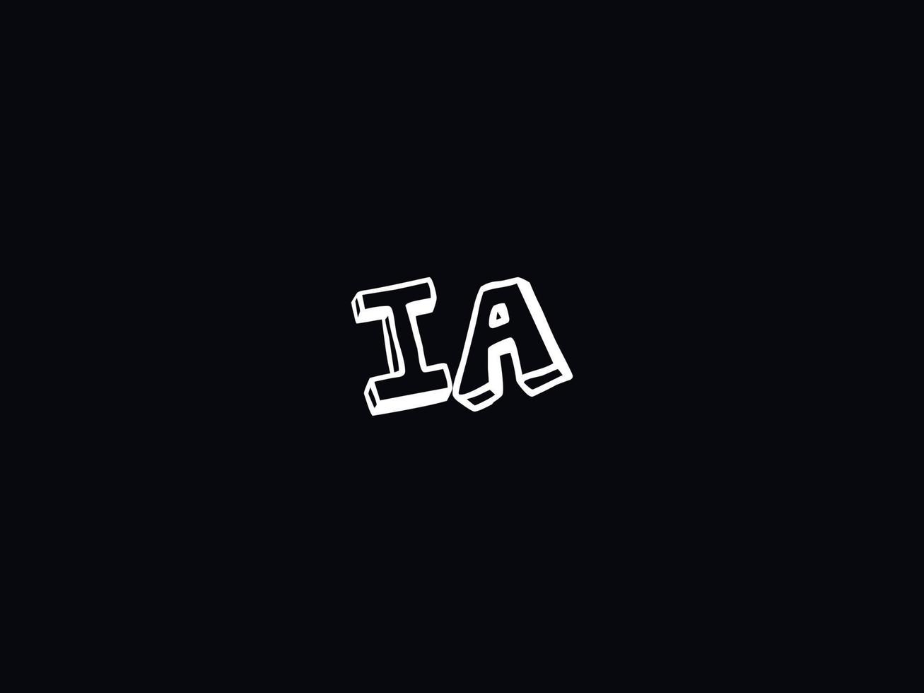 Initial Ia Letter Logo, Black White IA Brush Logo Icon Vector Stock