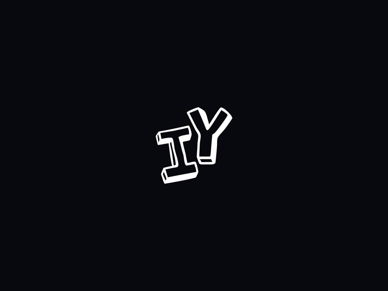 Initial Iy Letter Logo, Black White IY Brush Logo Icon Vector Stock