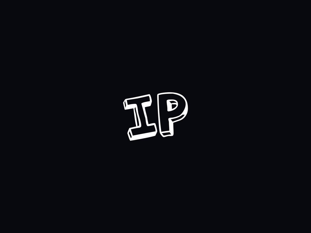 inicial ip letra logo, negro blanco ip cepillo logo icono vector valores