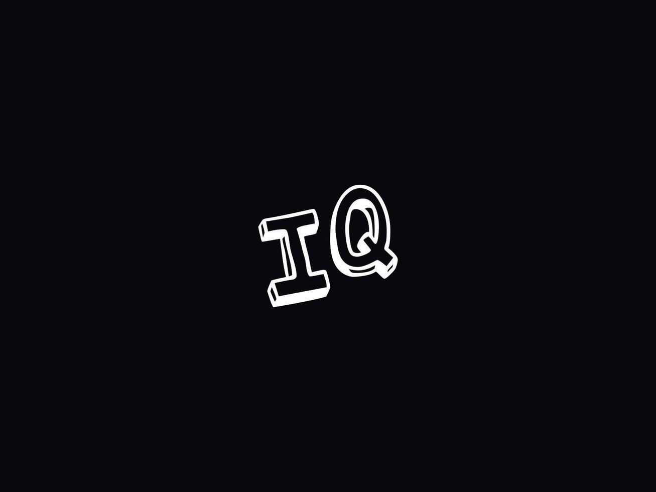 Initial Iq Letter Logo, Black White IQ Brush Logo Icon Vector Stock