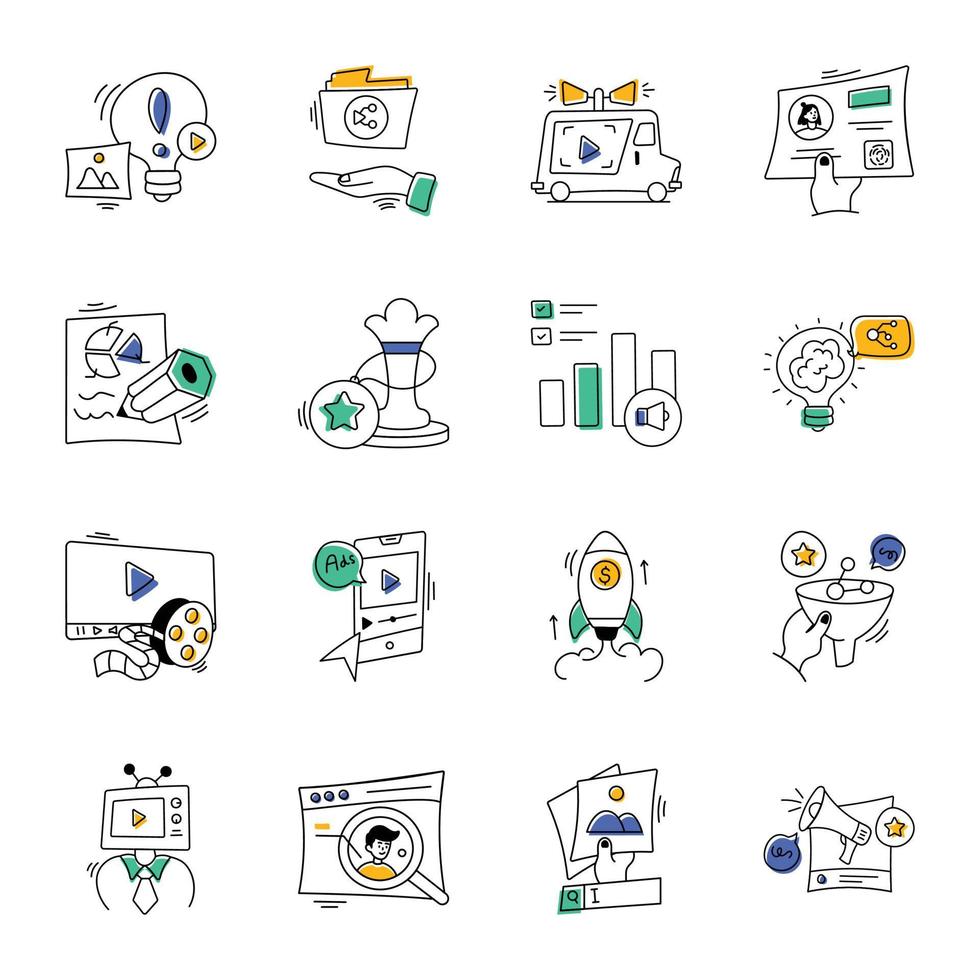 Set of Marketing Hand Drawn Icons vector