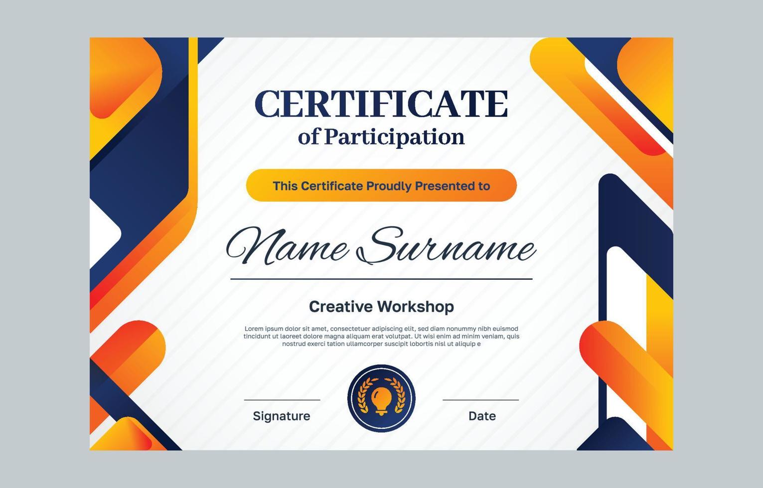 creativo taller certificado vector