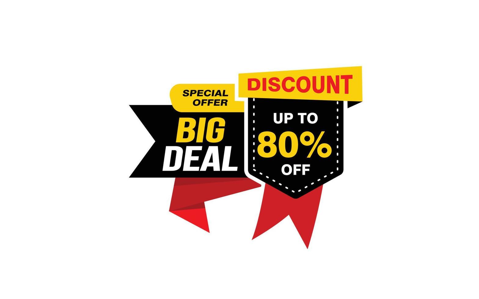 80 Percent BIG DEAL offer, clearance, promotion banner layout with sticker style. vector