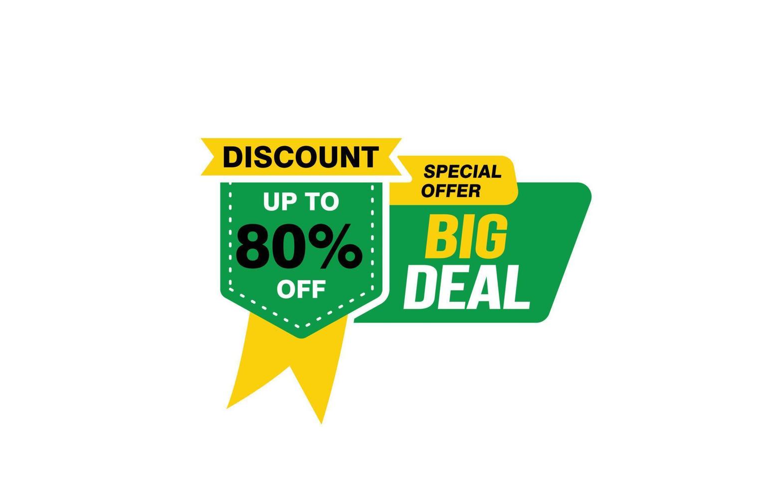 80 Percent BIG DEAL offer, clearance, promotion banner layout with sticker style. vector