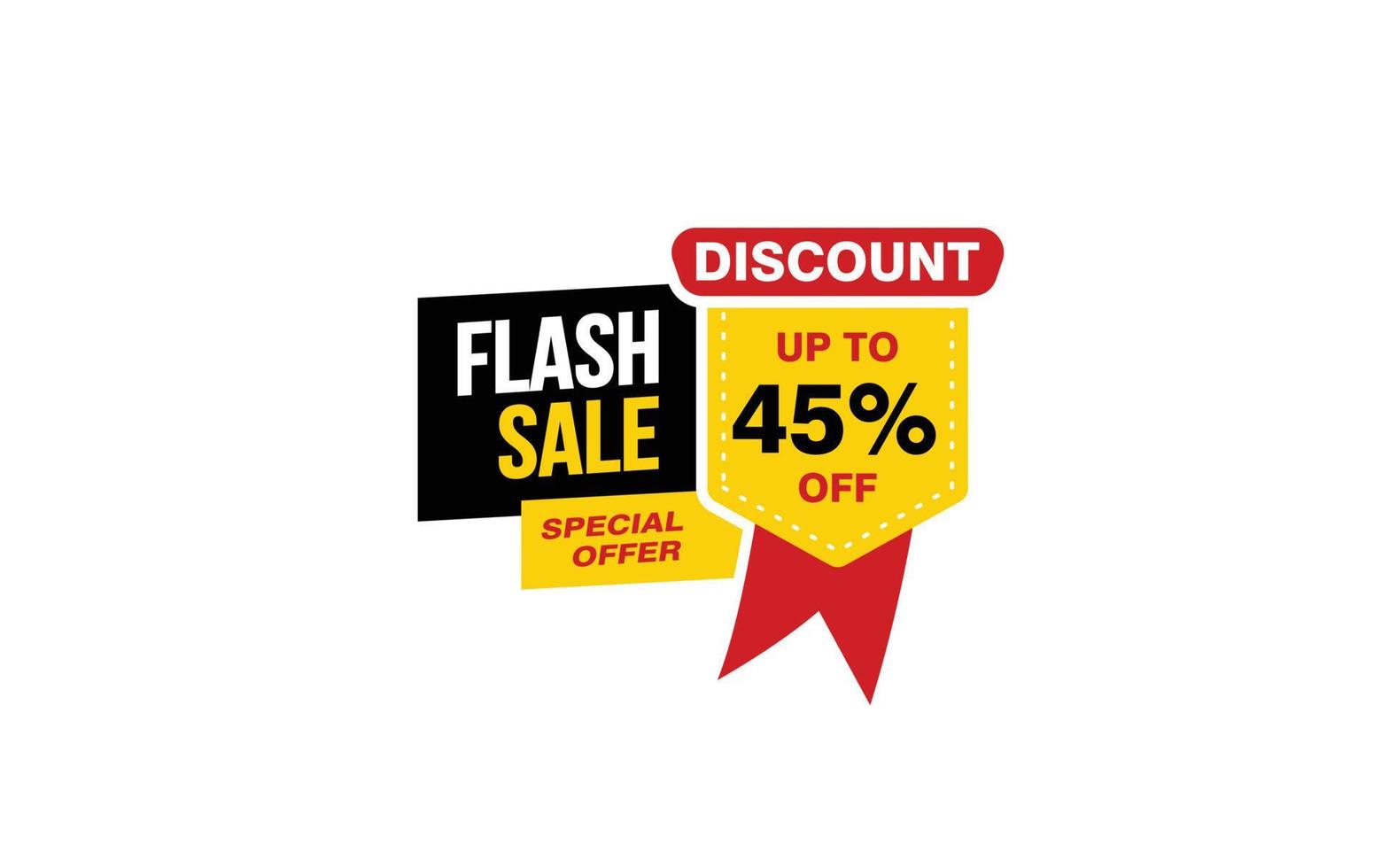 45 Percent FLASH SALE offer, clearance, promotion banner layout with sticker style. vector