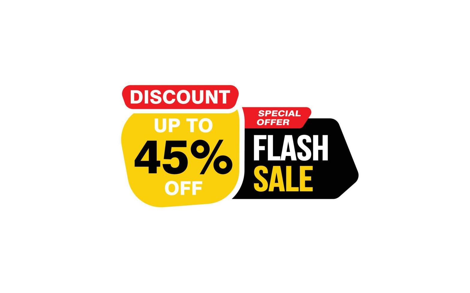 45 Percent FLASH SALE offer, clearance, promotion banner layout with sticker style. vector