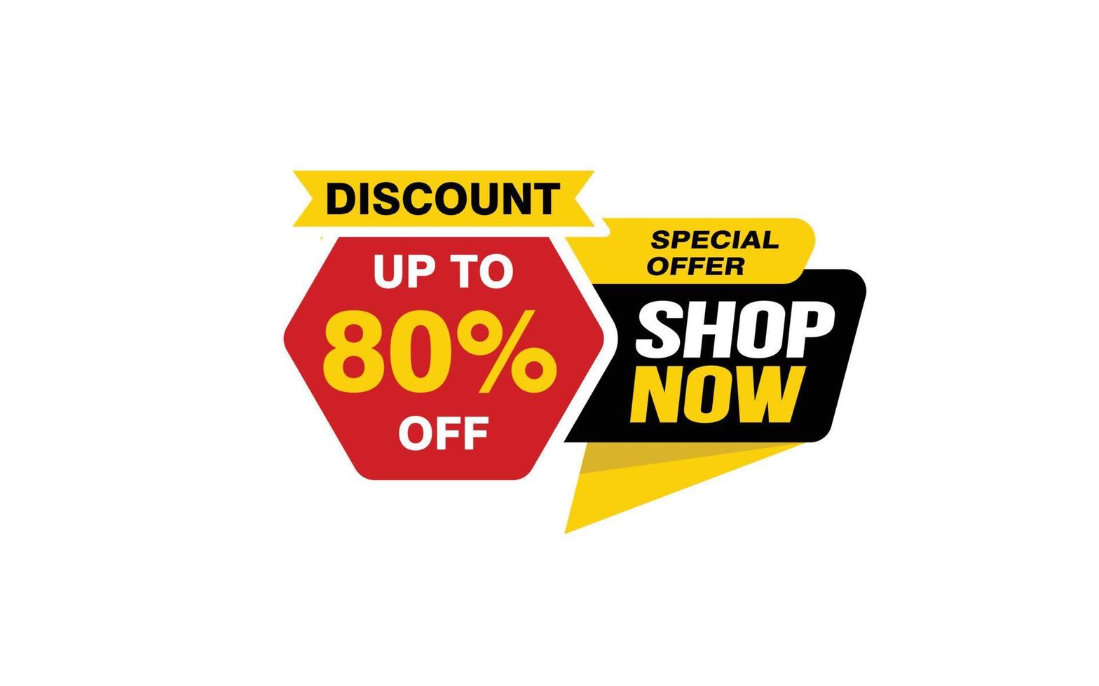 80 Percent SHOP NOW offer, clearance, promotion banner layout with sticker style. vector