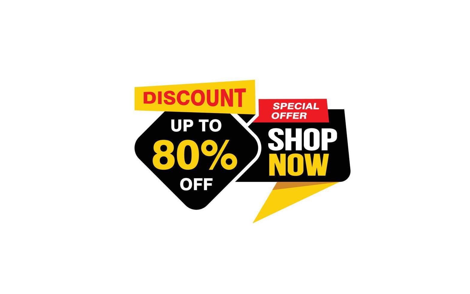 80 Percent SHOP NOW offer, clearance, promotion banner layout with sticker style. vector