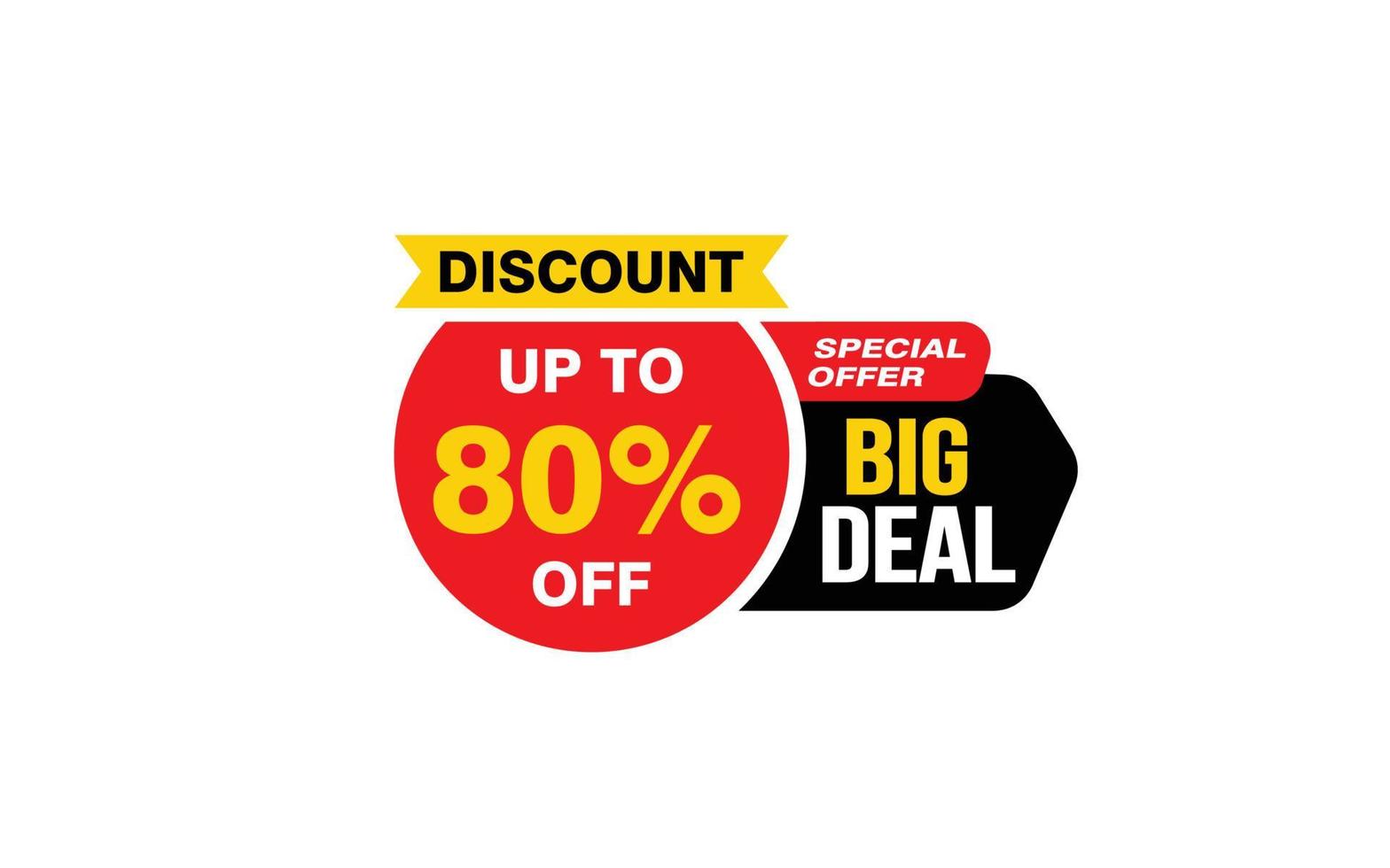 80 Percent BIG DEAL offer, clearance, promotion banner layout with sticker style. vector