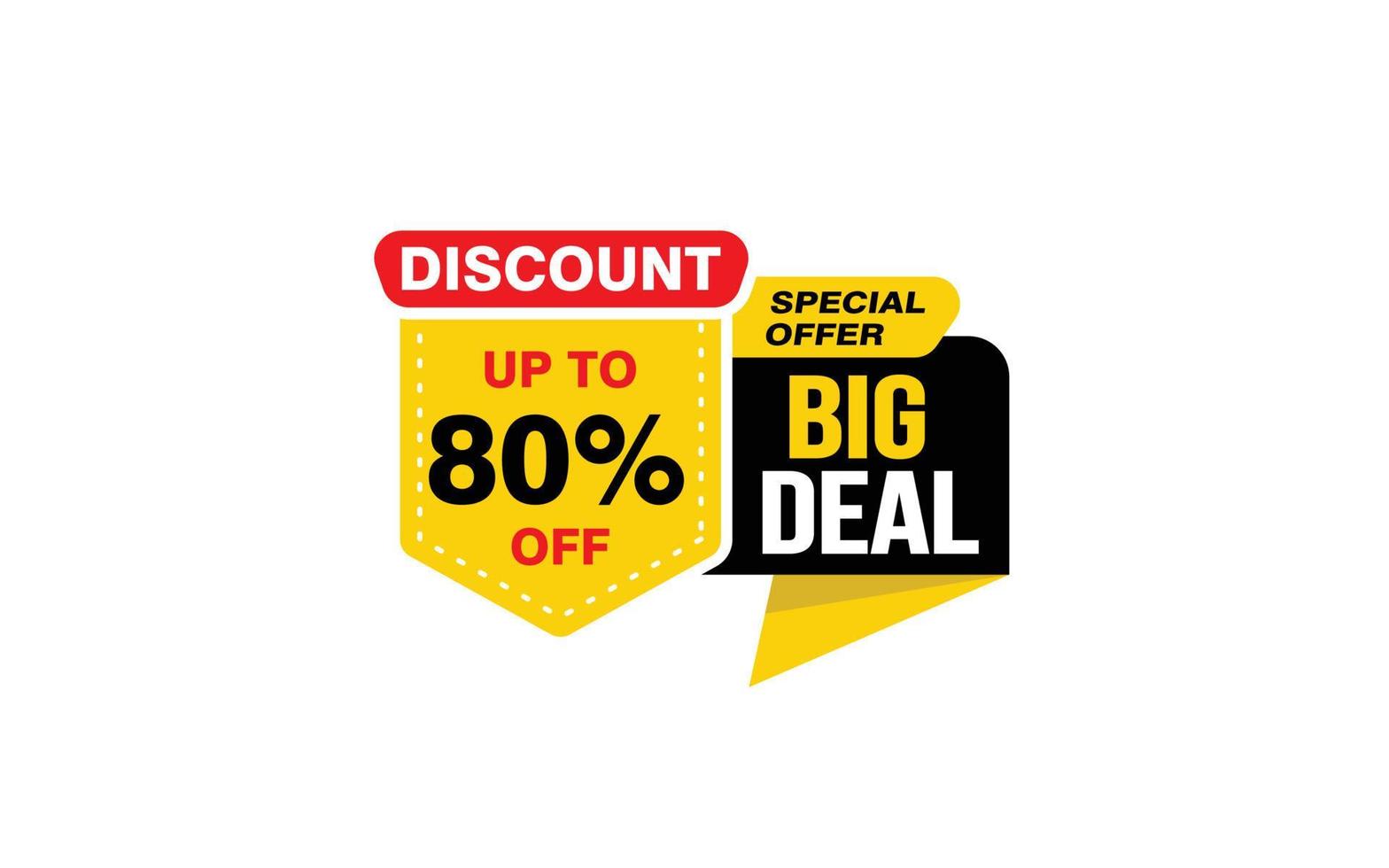 80 Percent BIG DEAL offer, clearance, promotion banner layout with sticker style. vector