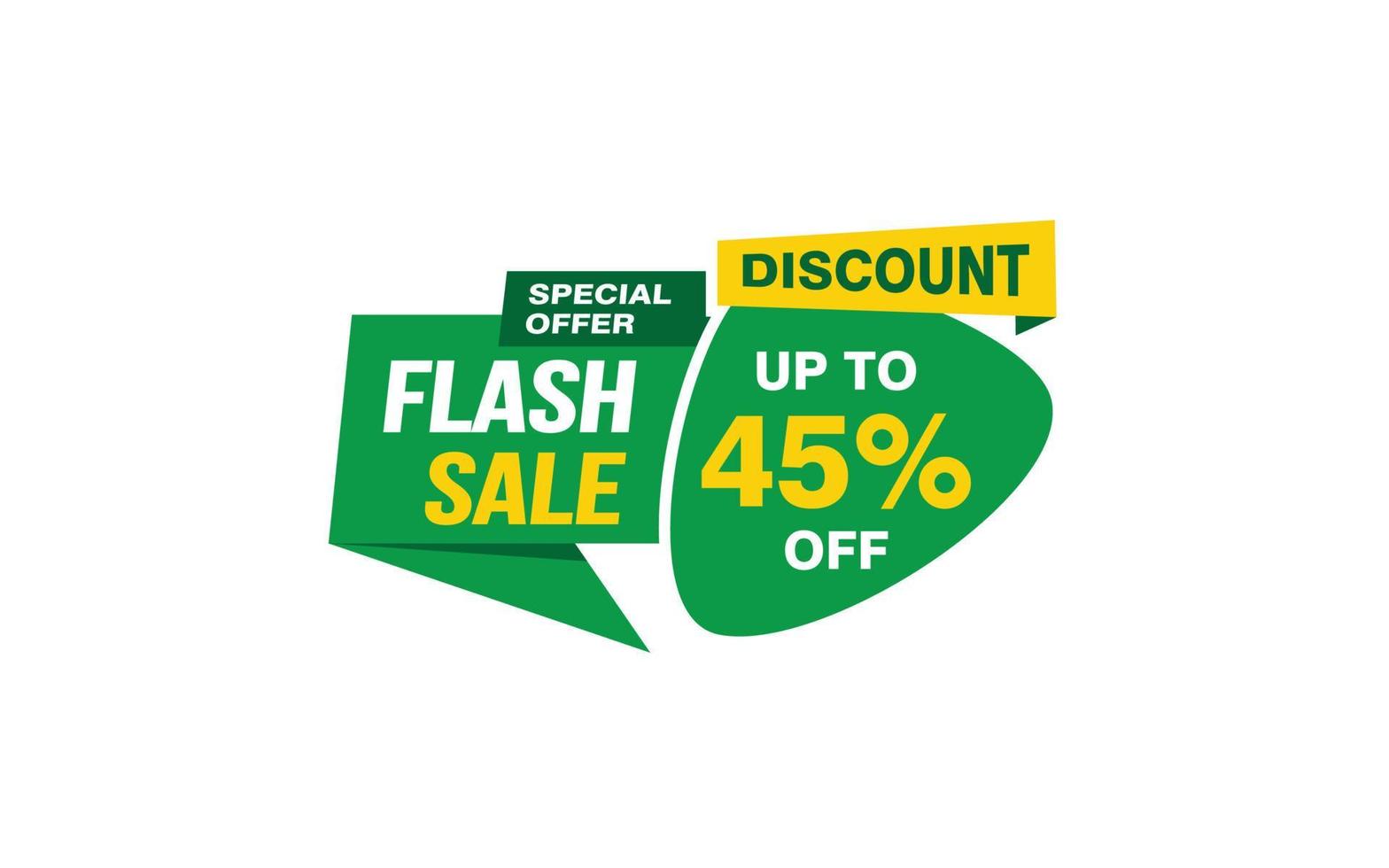 45 Percent FLASH SALE offer, clearance, promotion banner layout with sticker style. vector