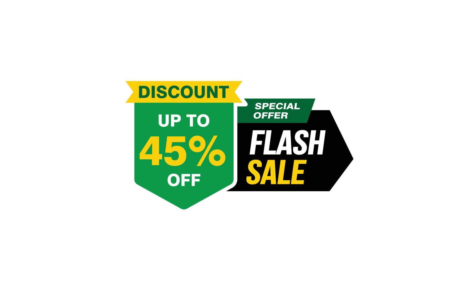 45 Percent FLASH SALE offer, clearance, promotion banner layout with sticker style. vector