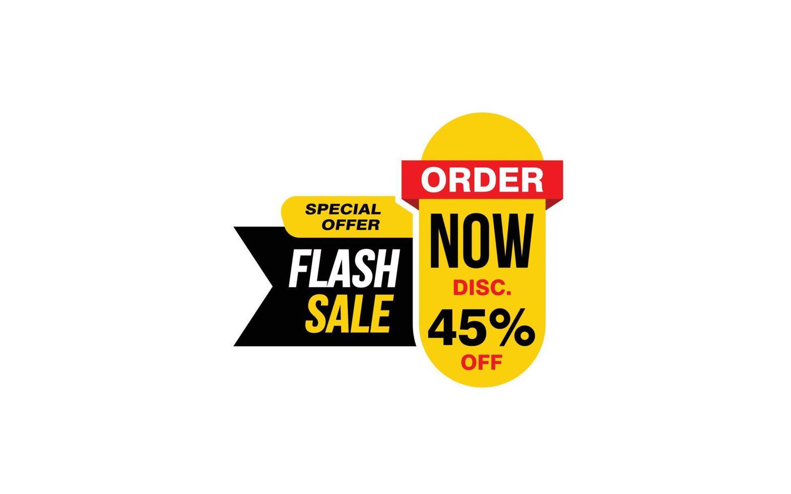 45 Percent FLASH SALE offer, clearance, promotion banner layout with sticker style. vector