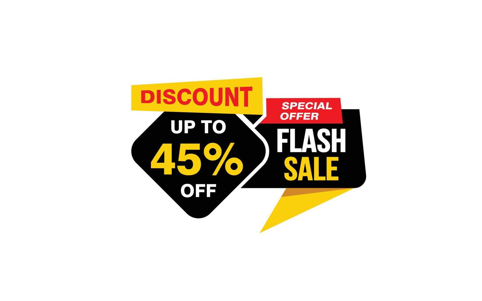 45 Percent FLASH SALE offer, clearance, promotion banner layout with sticker style. vector