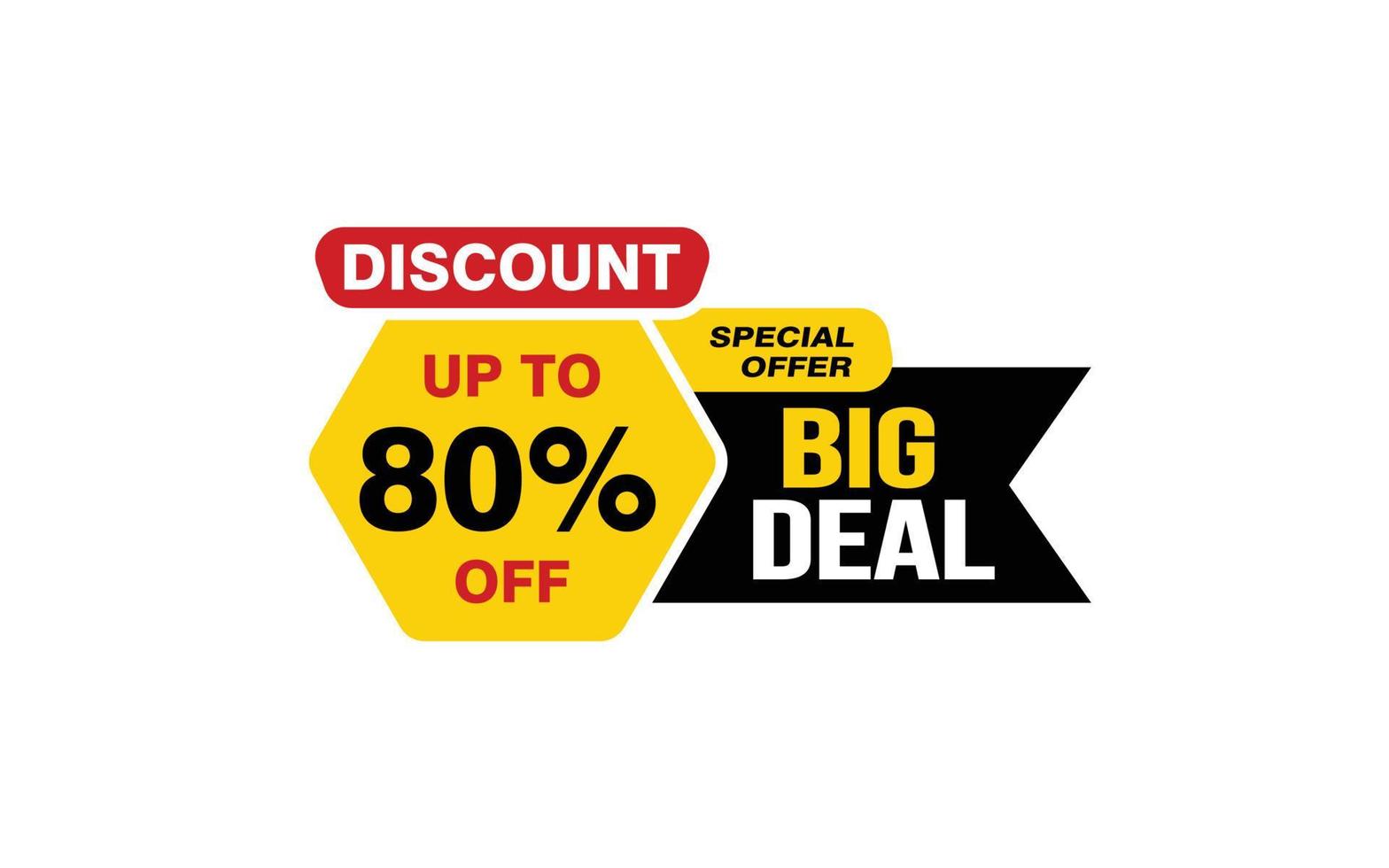 80 Percent BIG DEAL offer, clearance, promotion banner layout with sticker style. vector