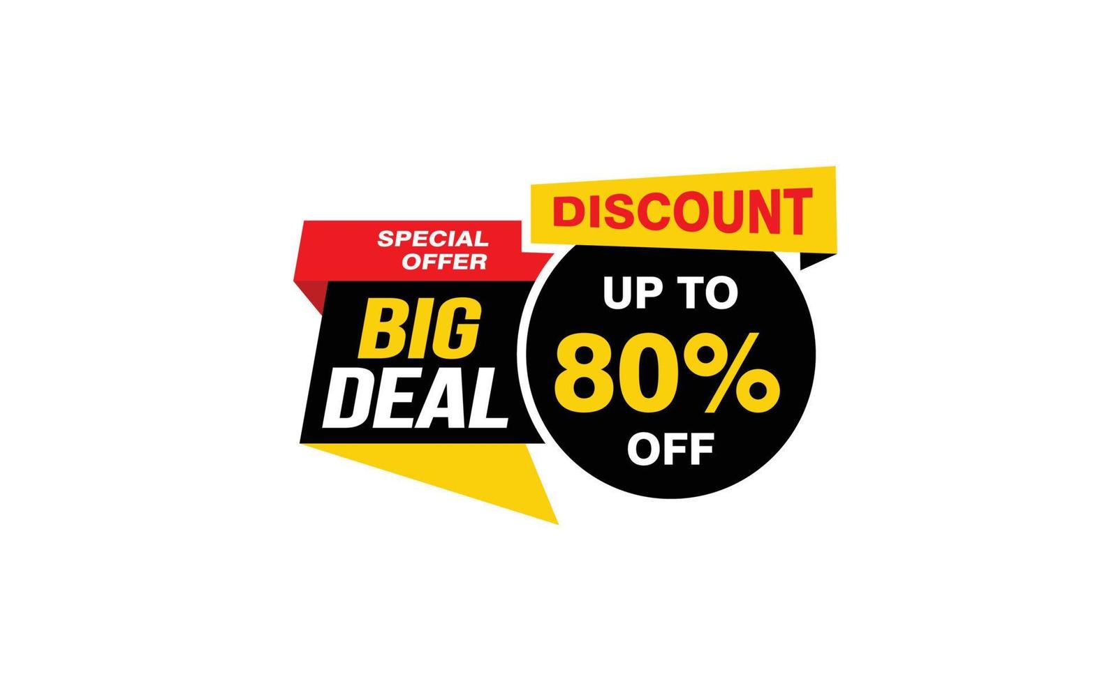 80 Percent BIG DEAL offer, clearance, promotion banner layout with sticker style. vector