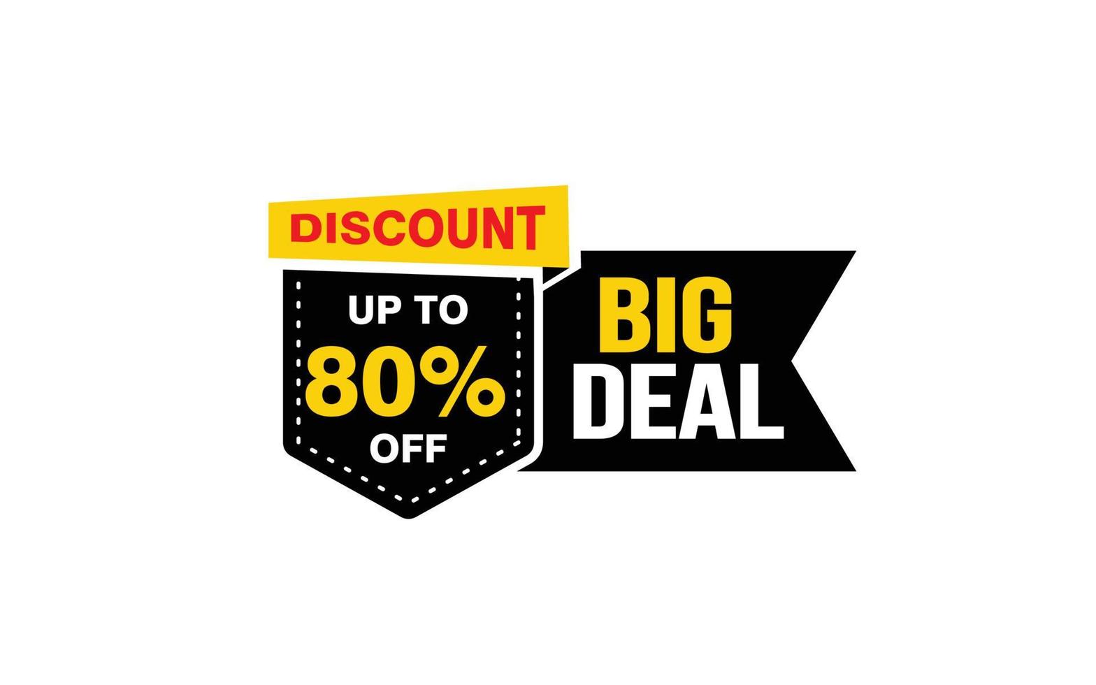 80 Percent BIG DEAL offer, clearance, promotion banner layout with sticker style. vector